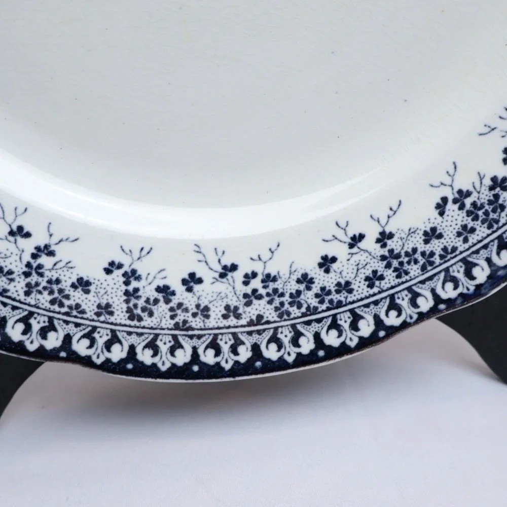 Antique Brownfields Guild Pottery England Blue Transferware Victorian Floral